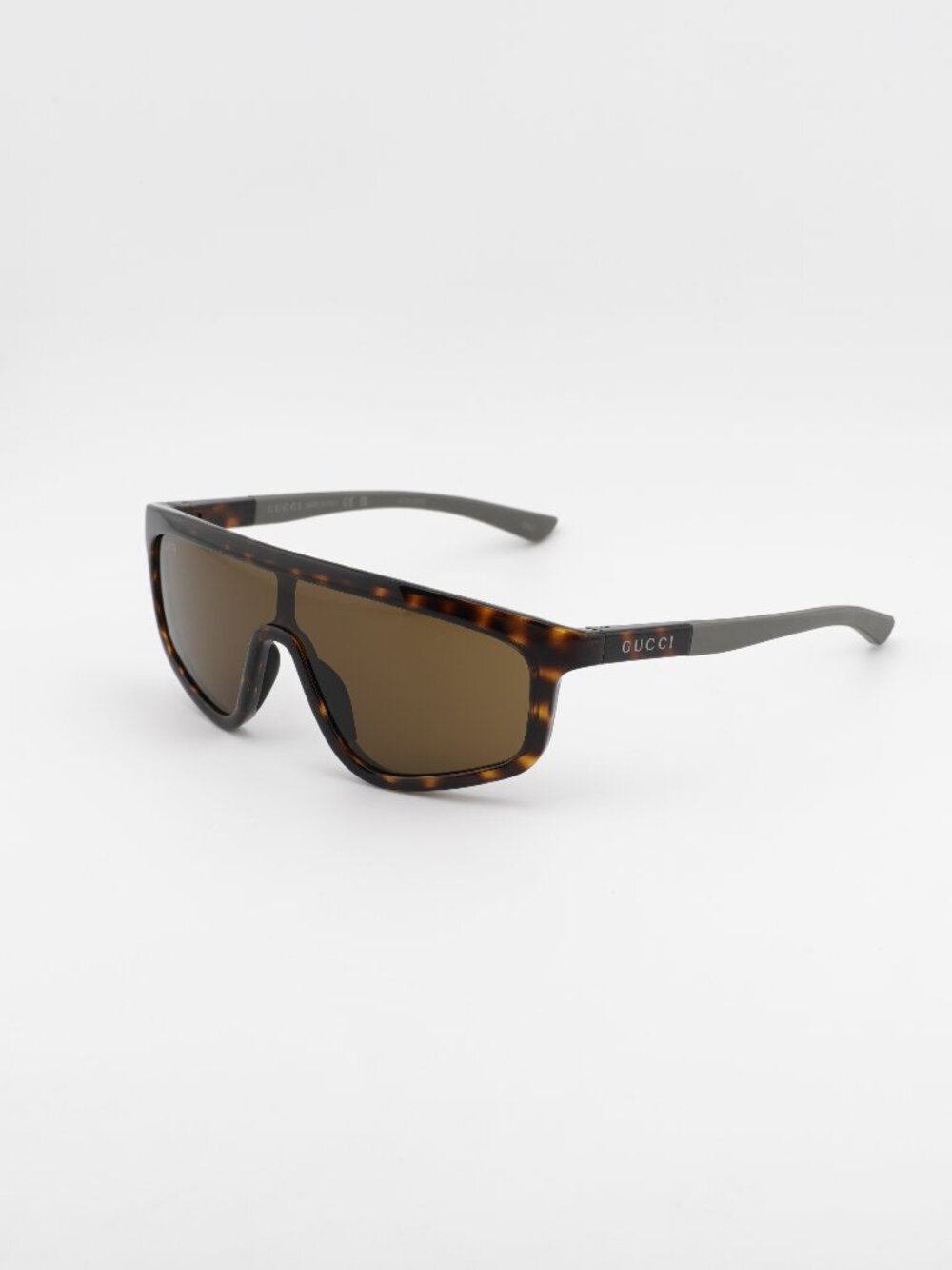 Gucci GG1736S 002 Sunglasses Havana Shield Frame, Brown Lenses